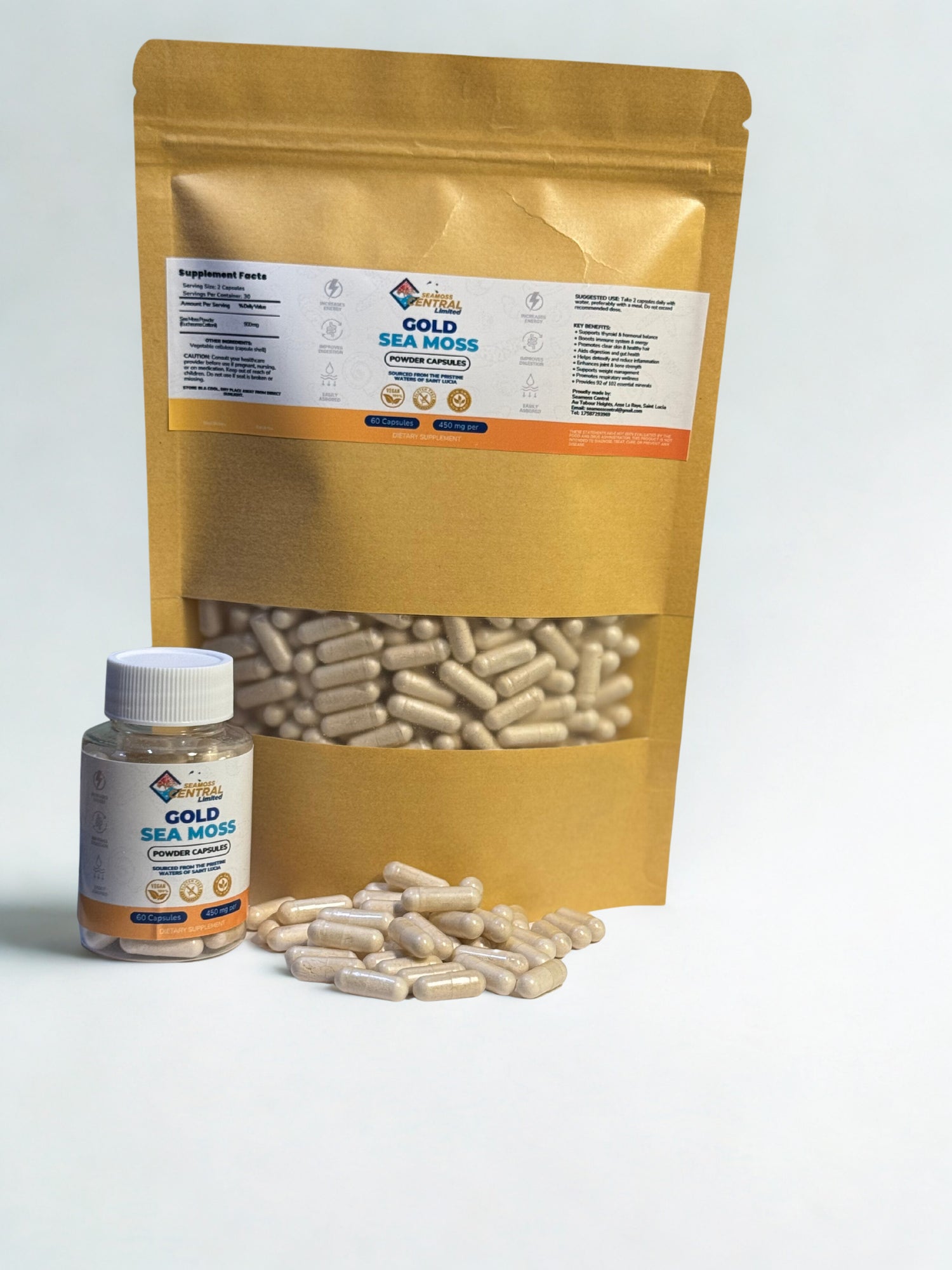 Wholesale Golden Organic Seamoss Capsules 1000